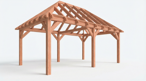 Constructiepakket schilddak | 6370x4105x4030mm | fijnbezaagd Douglas