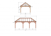 Constructiepakket schilddak | 8220x4105x4030mm | fijnbezaagd Douglas