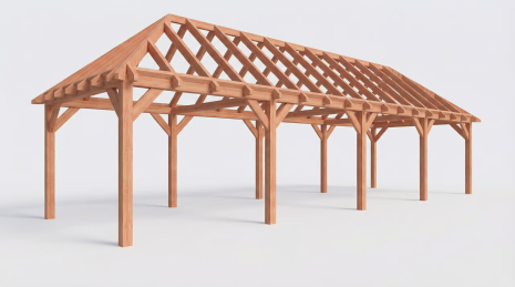 Constructiepakket schilddak | 12190x4105x4030mm | fijnbezaagd Douglas
