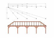 Constructiepakket schilddak | 12190x4105x4030mm | fijnbezaagd Douglas