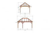 Constructiepakket schilddak | 5885x4105x4030mm | fijnbezaagd Douglas
