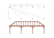 Constructiepakket schilddak | 11215x4105x4030mm | fijnbezaagd Douglas