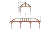 Constructiepakket schilddak | 11215x4105x4030mm | fijnbezaagd Douglas