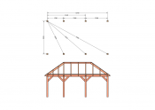 Constructiepakket schilddak | 7090x4105x4030mm | fijnbezaagd Douglas