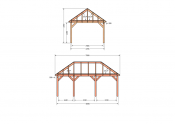 Constructiepakket schilddak | 7090x4105x4030mm | fijnbezaagd Douglas