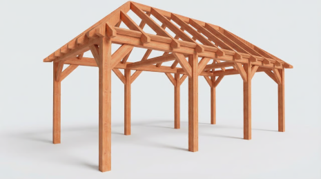 Constructiepakket schilddak | 7690x4105x4030mm | fijnbezaagd Douglas