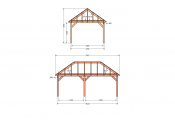 Constructiepakket schilddak | 7015x4105x4030mm | fijnbezaagd Douglas