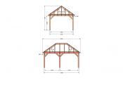 Constructiepakket schilddak | 5840x4105x4030mm | fijnbezaagd Douglas