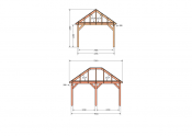 Constructiepakket schilddak | 5310x4105x4030mm | fijnbezaagd Douglas