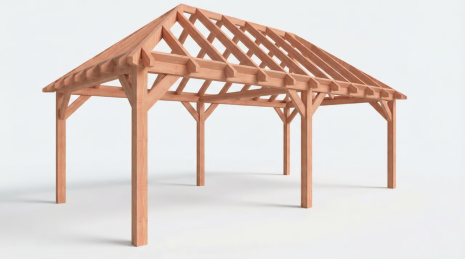 Constructiepakket schilddak | 7660x4105x4030mm | fijnbezaagd Douglas