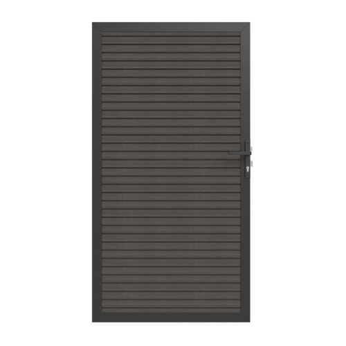 NewTechWood Co-extrusie composiet deur in aluminium frame, horizontaal triple, 100 x 195 cm, Silver Gray.