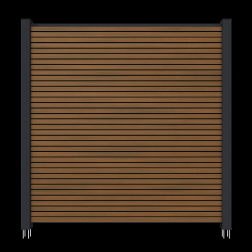 NewTechWood co-extrusie composiet scherm Triple, 180 x 180 cm, Teak/zwart.