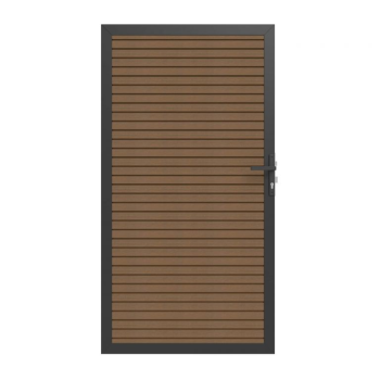 NewTechWood Co-extrusie composiet deur in aluminium frame, horizontaal triple, 100 x 195 cm, Teak.