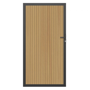 NewTechWood co-extrusie composiet deur in aluminium frame, verticaal triple, 100 x 195 cm, Red Cedar.
