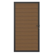 NewTechWood Co-extrusie composiet deur in aluminium frame, horizontaal, 100 x 195 cm, Teak.