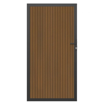 NewTechWood co-extrusie composiet deur in aluminium frame, verticaal triple, 100 x 195 cm, Teak.