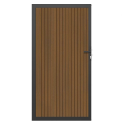 NewTechWood co-extrusie composiet deur in aluminium frame, verticaal triple, 100 x 195 cm, Teak.