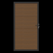 NewTechWood co-extrusie composiet deur in aluminium frame, horizontaal triple, 100 x 195 cm, Teak/zwart.