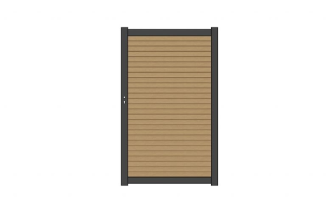 NewTechWood co-extrusie composiet deur Premium in aluminium frame, horizontaal triple, 97 x 186 cm, Red Cedar.