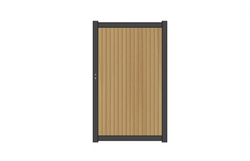 NewTechWood co-extrusie composiet deur Premium in aluminium frame, verticaal triple, 97 x 186 cm, Red Cedar.