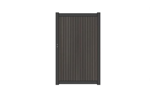 NewTechWood co-extrusie composiet deur Premium in aluminium frame, verticaal triple, 97 x 186 cm, Silver Gray.