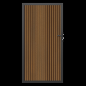 NewTechWood co-extrusie composiet deur in aluminium frame, verticaal triple, 100 x 195 cm, Teak/zwart.