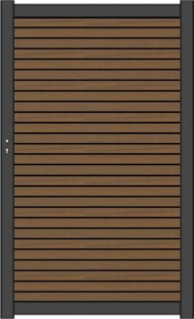 NewTechWood co-extrusie composiet deur Premium in aluminium frame, horizontaal triple, 97 x 186 cm, Teak/zwart.