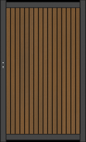 NewTechWood co-extrusie composiet deur Premium in aluminium frame, verticaal triple, 97 x 186 cm, Teak/zwart.
