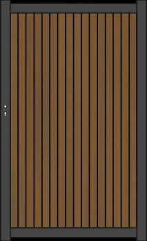 NewTechWood co-extrusie composiet deur Premium in aluminium frame, verticaal triple, 97 x 186 cm, Teak/zwart.