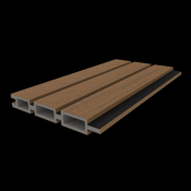 NewTechWood co-extrusie composiet Triple Rhombus schermplank, 2,1 x 16 x 180 cm, Teak/zwart.