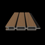 NewTechWood co-extrusie composiet Triple Rhombus schermplank, 2,1 x 16 x 180 cm, Teak/zwart.