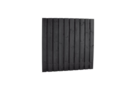 Naaldhout geschaafd plankenscherm 21-planks 15 mm, 180x90 cm, recht, geïmpregneerd en zwart gespoten.