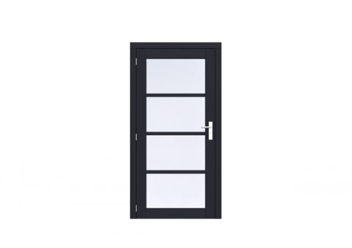 Vuren Volglas enkele deur Prestige 108x209 cm, linksdraaiend, scharnieren, RVS beslag, zwart gecoat.