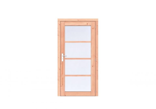 Douglas Volglas enkele deur Prestige 108x209 cm, rechtsdraaiend, scharnieren, RVS beslag, onbehandeld.