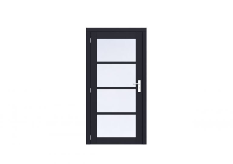 Vuren Volglas enkele deur Prestige 108x209 cm, linksdraaiend, scharnieren, RVS beslag, zwart gecoat.