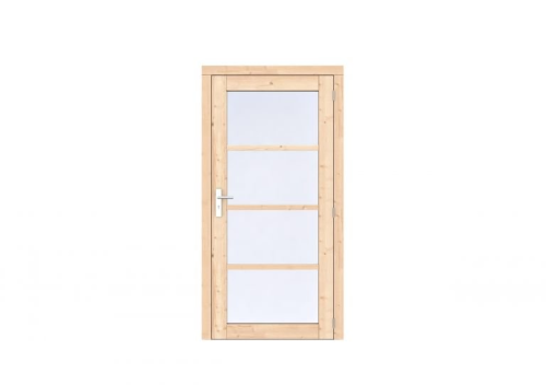 Vuren Volglas enkele deur Prestige 108x209 cm, rechtsdraaiend, scharnieren, RVS beslag, onbehandeld.