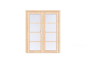 Vuren Volglas dubbele deur Prestige 168x209 cm, scharnieren, RVS beslag, onbehandeld.
