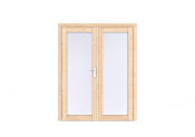 Vuren Volglas dubbele deur Prestige 168x209 cm, scharnieren, RVS beslag, onbehandeld.