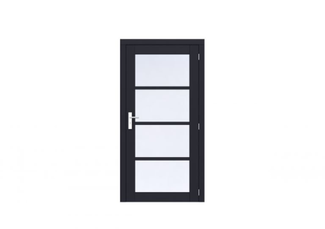 Vuren Volglas enkele deur Prestige 108x209 cm, rechtsdraaiend, scharnieren, RVS beslag, zwart gecoat.