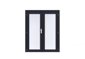 Vuren Volglas dubbele deur Prestige 168x209 cm, scharnieren, RVS beslag, zwart gecoat.