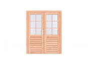 Douglas 1-ruits dubbele deur Prestige 168x209 cm, scharnieren, RVS beslag, onbehandeld.