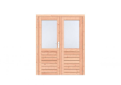 Douglas 1-ruits dubbele deur Prestige 168x209 cm, scharnieren, RVS beslag, onbehandeld.
