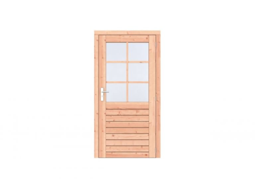 Douglas 1-ruits enkele deur Prestige 108x209 cm, rechtsdraaiend, scharnieren, RVS beslag, onbehandeld.