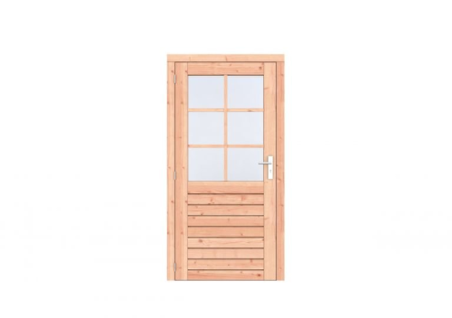 Douglas 1-ruits enkele deur Prestige 108x209 cm, linksdraaiend, scharnieren, RVS beslag, onbehandeld.