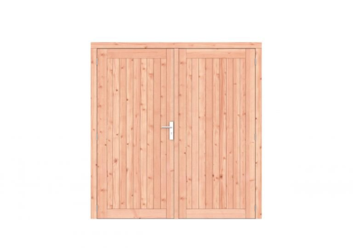 Douglas dichte dubbele deur Prestige 201x209 cm, scharnieren, RVS beslag, kleurloos geimpregneerd.