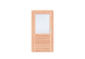 Douglas 1-ruits enkele deur Prestige 108x209 cm, linksdraaiend, scharnieren, RVS beslag, onbehandeld.
