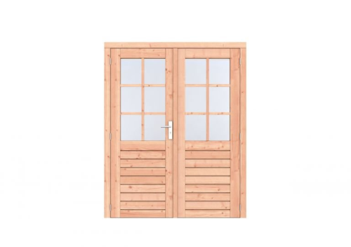 Douglas 1-ruits dubbele deur Prestige 168x209 cm, scharnieren, RVS beslag, onbehandeld.