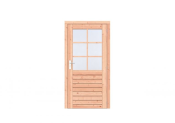 Douglas 1-ruits enkele deur Prestige 108x209 cm, rechtsdraaiend, scharnieren, RVS beslag, onbehandeld.
