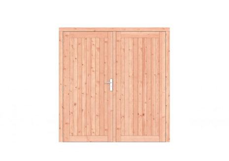 Douglas dichte dubbele deur Prestige 201x209 cm, scharnieren, RVS beslag, kleurloos geimpregneerd.