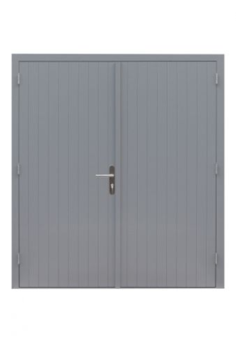Hardhouten dubbele dichte deur Prestige, 202 x 221 cm, grijs gegrond.